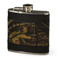 6 Oz. Camo Leather Hip Flask w/ Black Trim